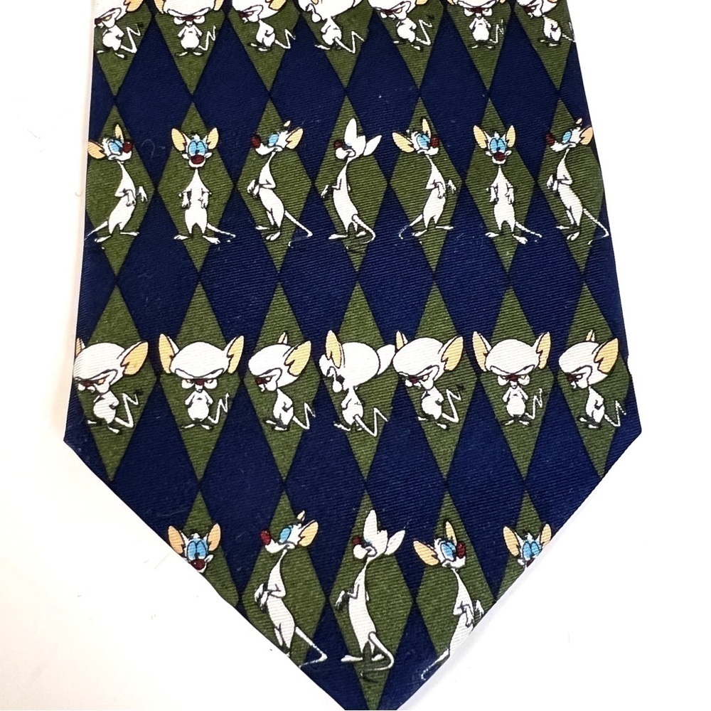 Vintage Pinky and the Brain Silk Tie  Warner Bros Necktie Rare 90s Gift Wide